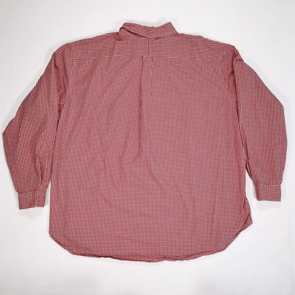 RALPH LAUREN Men's 3XB Red White Gingham Classic Fit Button Down Dress Shirt